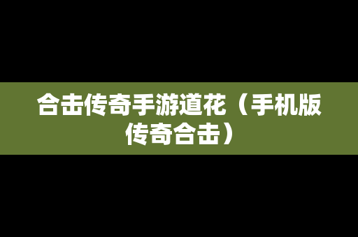 合击传奇手游道花（手机版传奇合击）