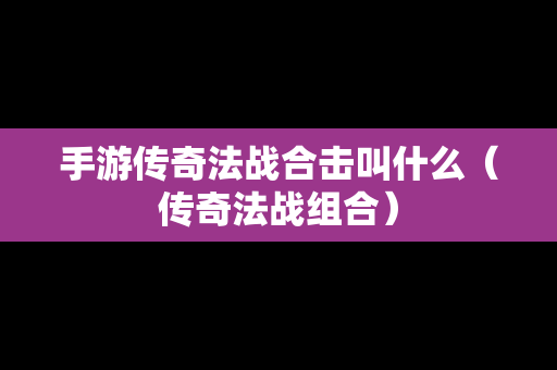 手游传奇法战合击叫什么（传奇法战组合）