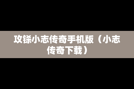 攻铩小志传奇手机版（小志传奇下载）