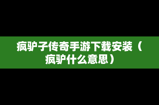 疯驴子传奇手游下载安装（疯驴什么意思）