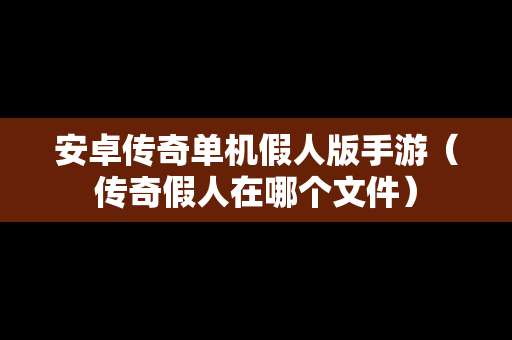 安卓传奇单机假人版手游（传奇假人在哪个文件）