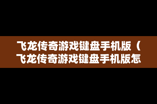 飞龙传奇游戏键盘手机版（飞龙传奇游戏键盘手机版怎么设置）