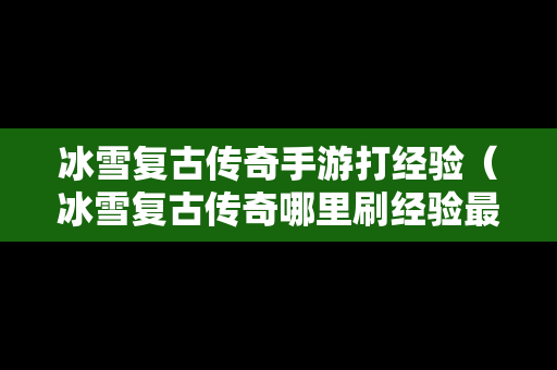 冰雪复古传奇手游打经验（冰雪复古传奇哪里刷经验最快）