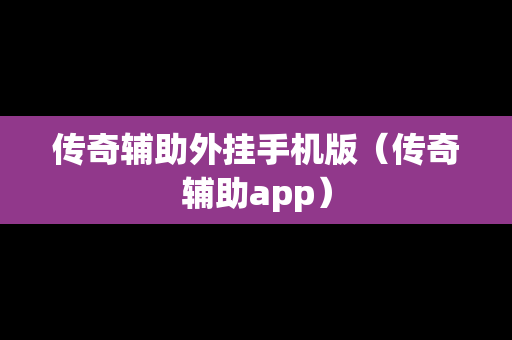传奇辅助外挂手机版（传奇辅助app）