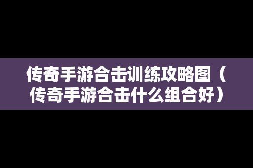 传奇手游合击训练攻略图（传奇手游合击什么组合好）