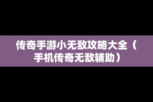 传奇手游小无敌攻略大全（手机传奇无敌辅助）