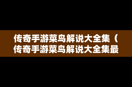 传奇手游菜鸟解说大全集（传奇手游菜鸟解说大全集最新）