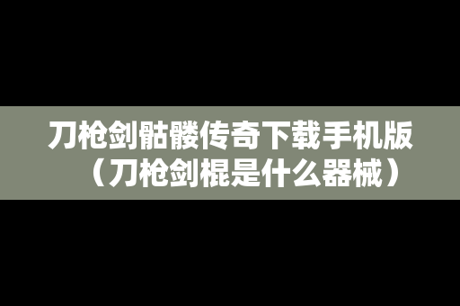 刀枪剑骷髅传奇下载手机版（刀枪剑棍是什么器械）