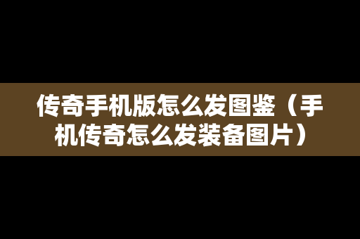 传奇手机版怎么发图鉴（手机传奇怎么发装备图片）